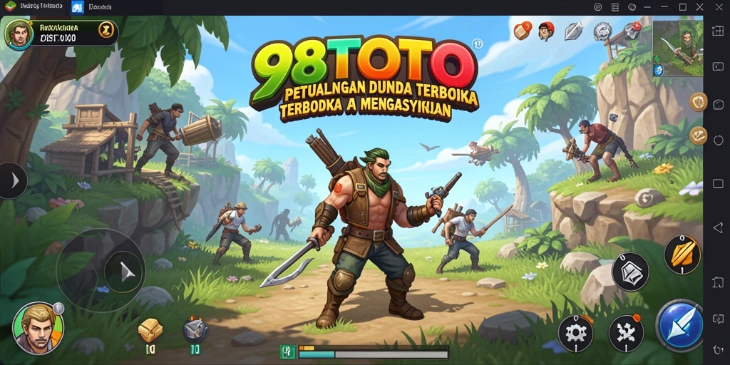 Screenshot utama dari gameplay 98TOTO yang menunjukkan kebebasan menjelajahi dunia terbuka.