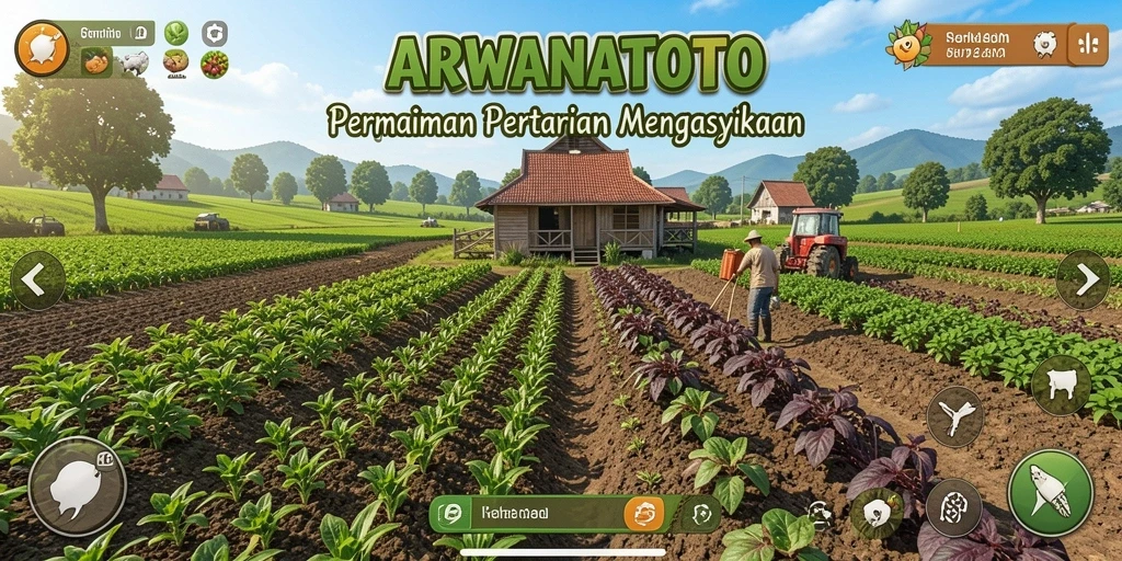 Tampilan menarik dari gameplay ARWANATOTO yang menggambarkan kegiatan bertani.