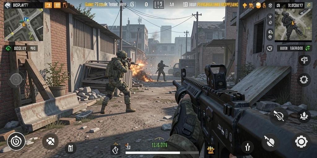 Screenshot gameplay BOSPLAY77 yang menampilkan aksi pertempuran yang mendebarkan.