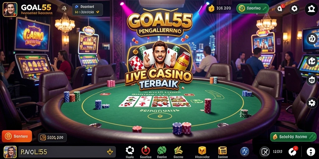 Tampilan gameplay Live Casino yang mendebarkan di GOAL55.