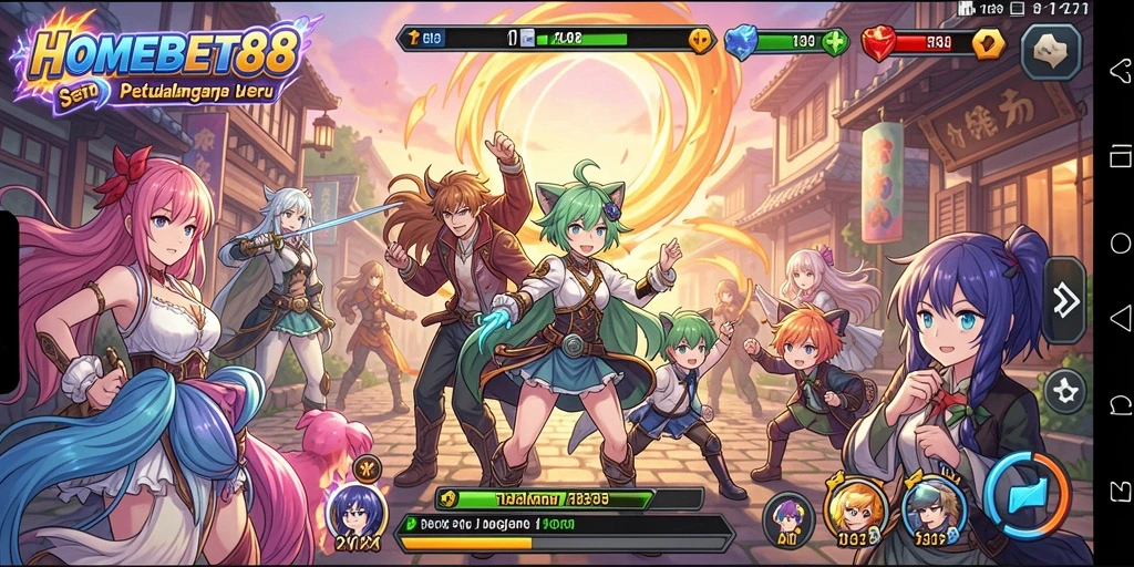 Tampilan gameplay HOMEBET88 dengan karakter Anime yang menarik.