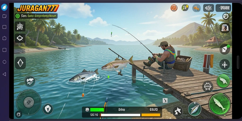Tampilan gameplay JURAGAN77 yang menampilkan aksi memancing yang mendebarkan.