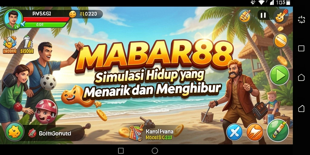 Tampilan gameplay MABAR88 yang penuh warna dan interaktif.