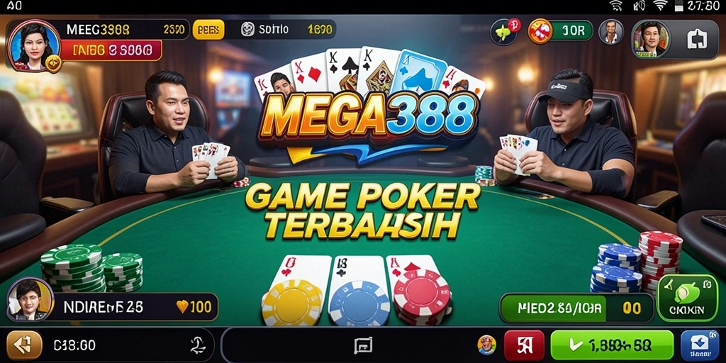 Screenshot MEGA388 menampilkan aksi seru dalam permainan Poker.