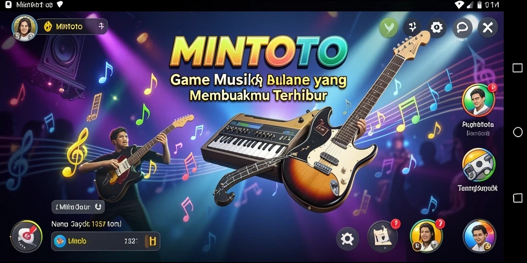 Screenshot MINTOTO menunjukkan gameplay interaktif yang seru dengan efek musik yang menarik.