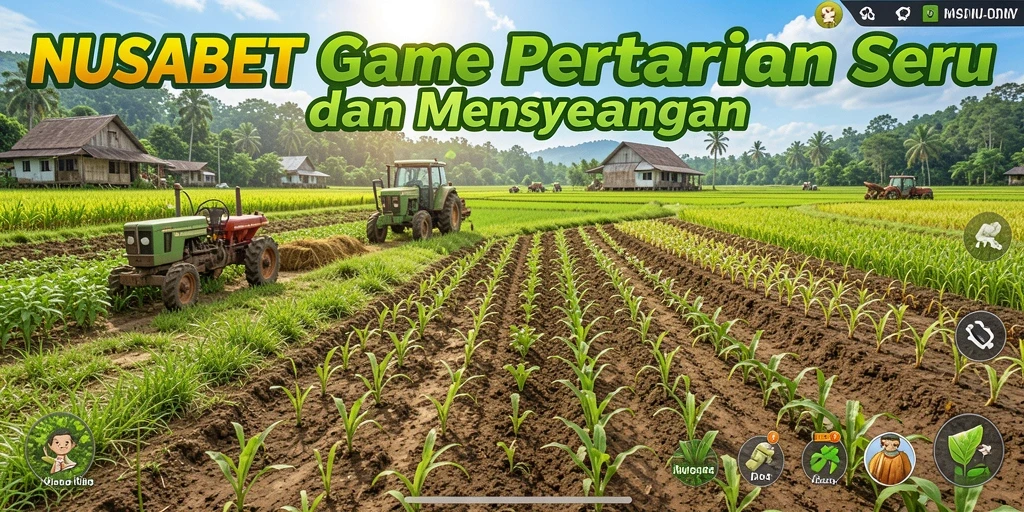 Gameplay NUSABET yang menampilkan kebun dan tanaman yang subur.