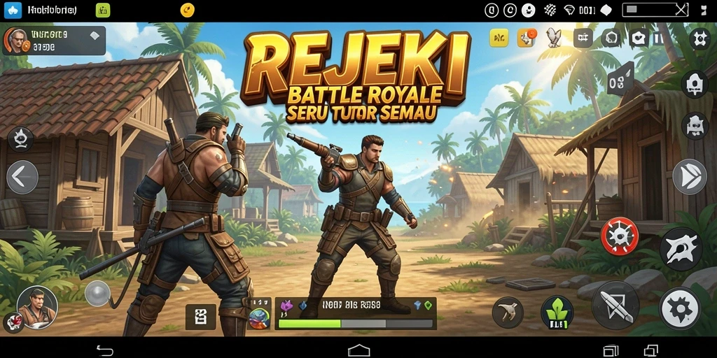 Tangkapan layar utama dari gameplay epik dalam REJEKI Battle Royale.
