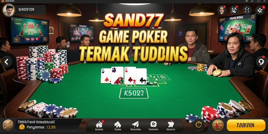 Tampilan gameplay SAND77 yang menampilkan momen seru permainan Poker.