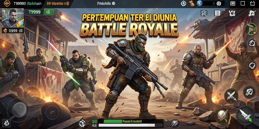 Tangkapan layar T9999 menampilkan aksi gameplay intense dalam pertempuran Battle Royale.