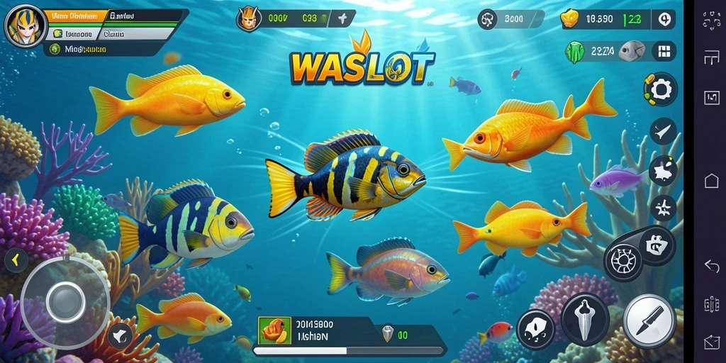 Screenshot gameplay WASLOT menampilkan aksi menembak ikan yang seru dan mendebarkan.